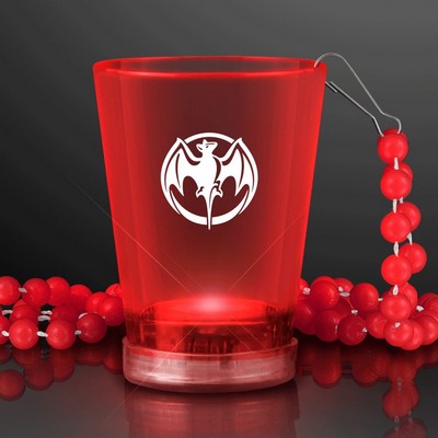 1.5 oz. Light Up Red Shot Glass on Red Bead Necklace - PRINTED