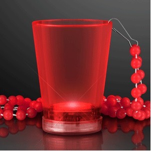 1.5 oz. Light Up Red Shot Glass on Red Bead Necklace - BLANK